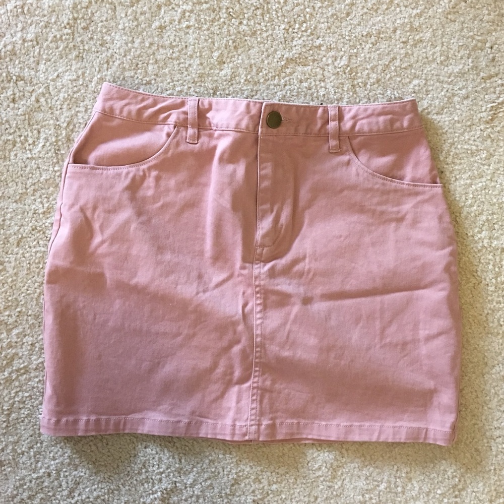 Pink Denim Skirt